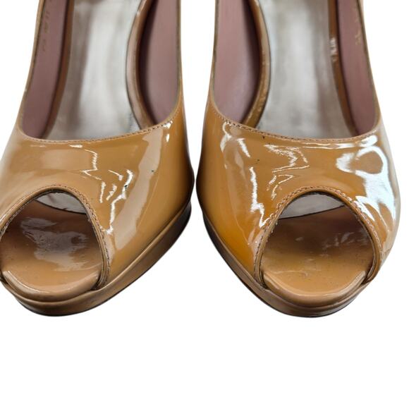 Christian Dior Pumps Women 8 38 Miss Dior Peep-Toe Platform Beige Patent Leather - Picture 8 of 14